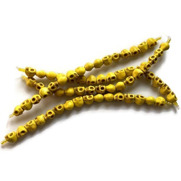 As low as $2! Yellow Howlite Skull Beads 10mm X 9.5mm X 8mm (16) - Picture 2 of 3